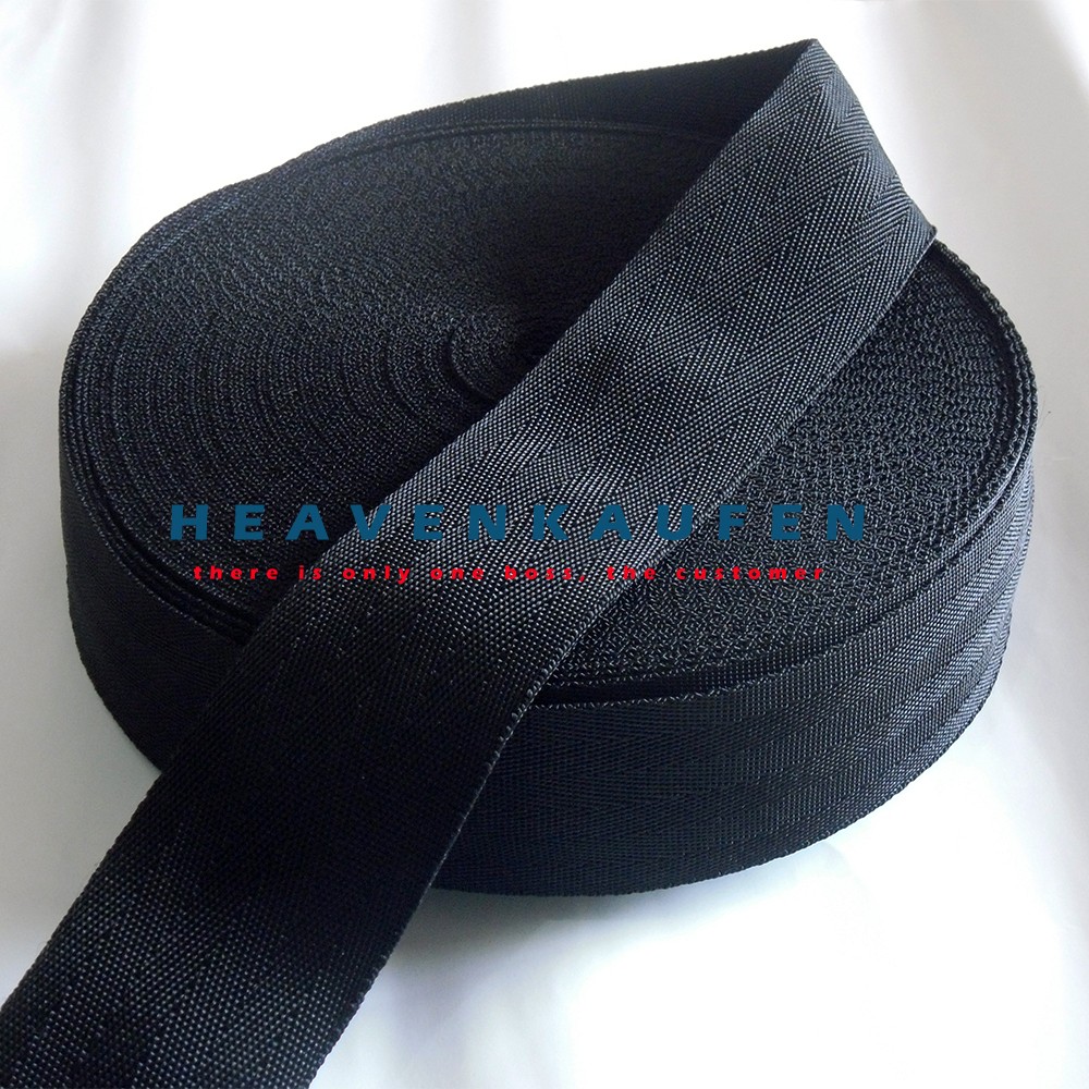 Tali Webbing 5 cm Motif Seatbelt Hitam Meteran