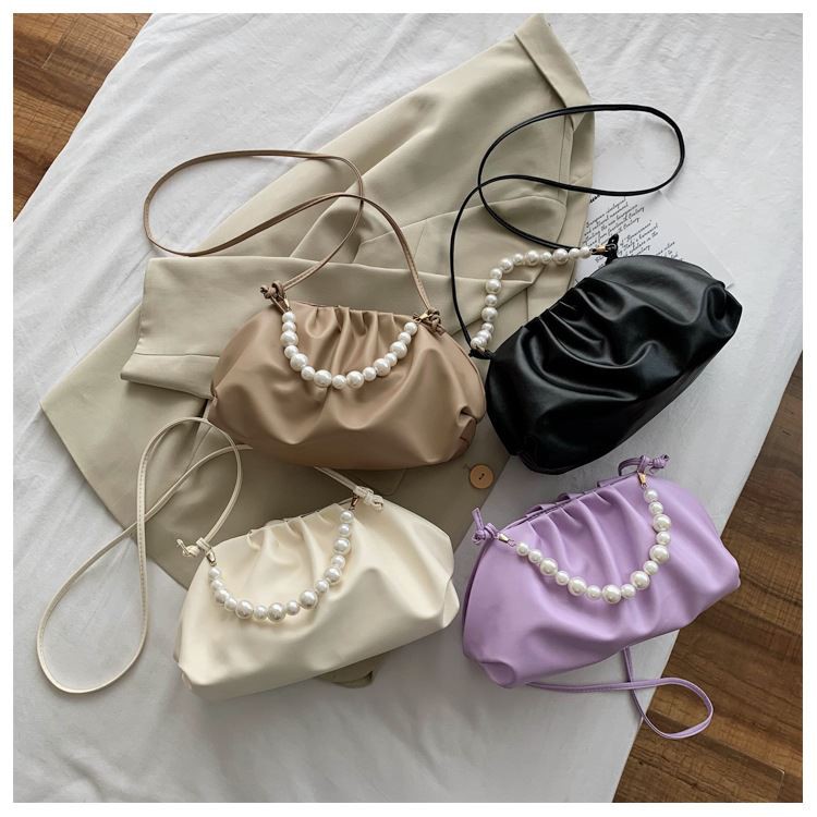 BJ29799 - BLACK/KHAKI/PURPLE/WHITE - TAS MUTIARA CLUTCH SLEMPANG SERUT KERUT ELEGAN IMPORT TAS WANITA FASHION IMPORT MODIS ELEGAN TERMURAH TERLARIS TERBARU BAGSTORE JAKARTA TAS BATAM JTF9799