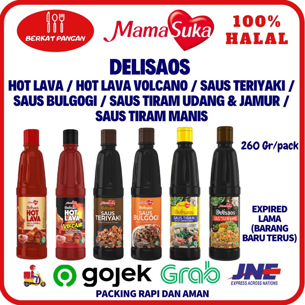 

Mamasuka Delisaos Hot Lava/ LavaVolcano/ Teriyaki/ Bulgogi/ Saus Tiram 260 ml