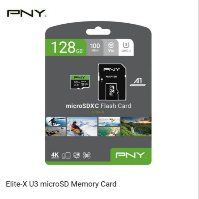 microSD 128GB XC U3 V30 PNY Elite-x 100Mb/s 100% Original