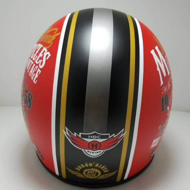 HELM CAKIL HBC JUST RIDE RED FERRARI ( Fullface / Retro / Klasik / Vespa )