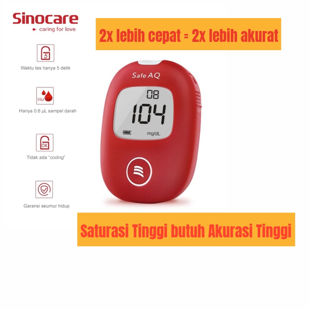 Sinocare Safe AQ Smart Paket Hemat Lengkap alat cek gula darah alat ukur gula darah Sinocare Safe Accu Sinocare Safe Accu 2 Sinocare Safe AQ UG Nesco Autoclick Easytouch Dr Gluco Oncall