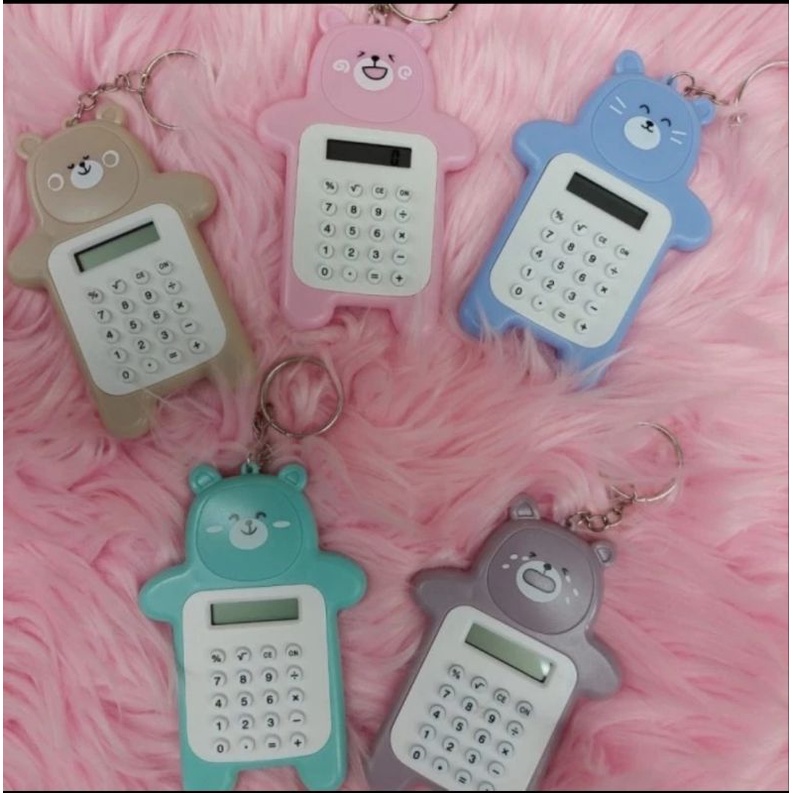 Gantungan Kunci Kalkulator 8 Digit Motif Bear Lucu / Calculator 8Digit