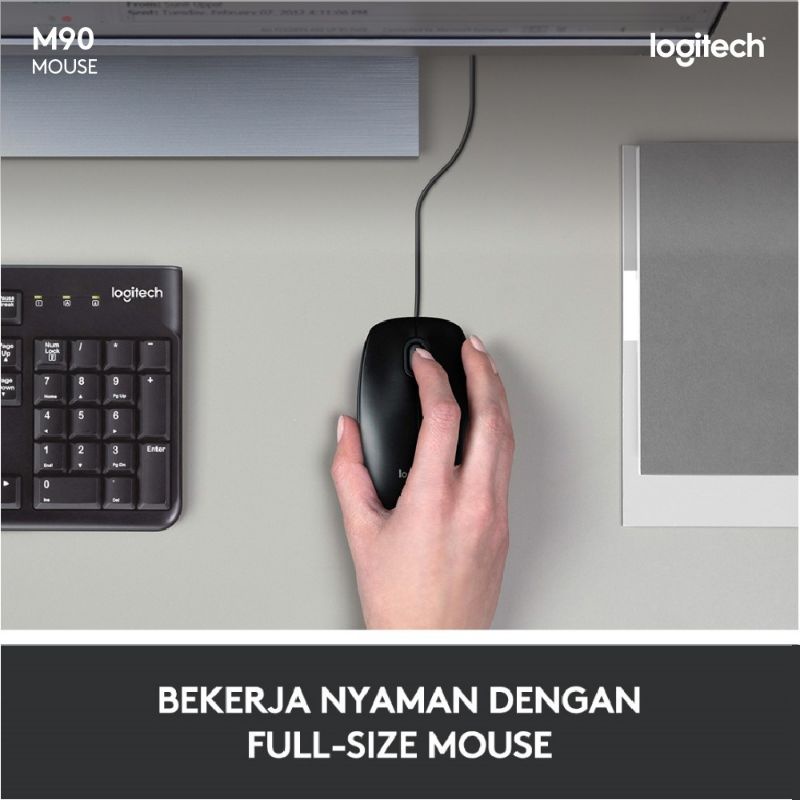 Mouse Usb Optical Logitech B100, M90 Optical Wired USB Original Garansi Resmi