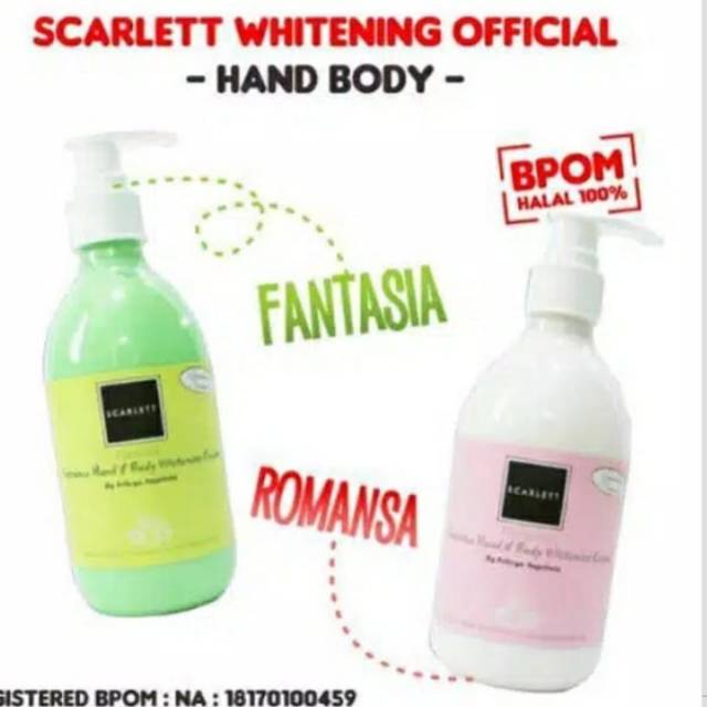 Scarlet bpom, handbody scarlet, handbody pemutih, handbody artis