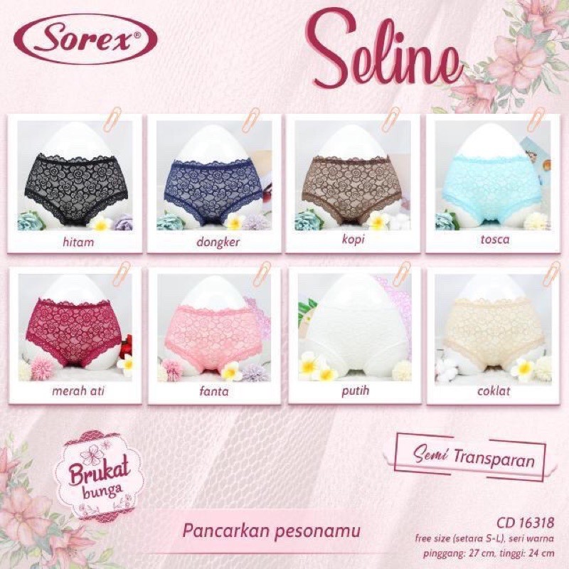 SOREX 16318 Celana Dalam Renda Brukat Wanita Transparan dan Sexy Cantik Modis Lingerie Lucu Imut