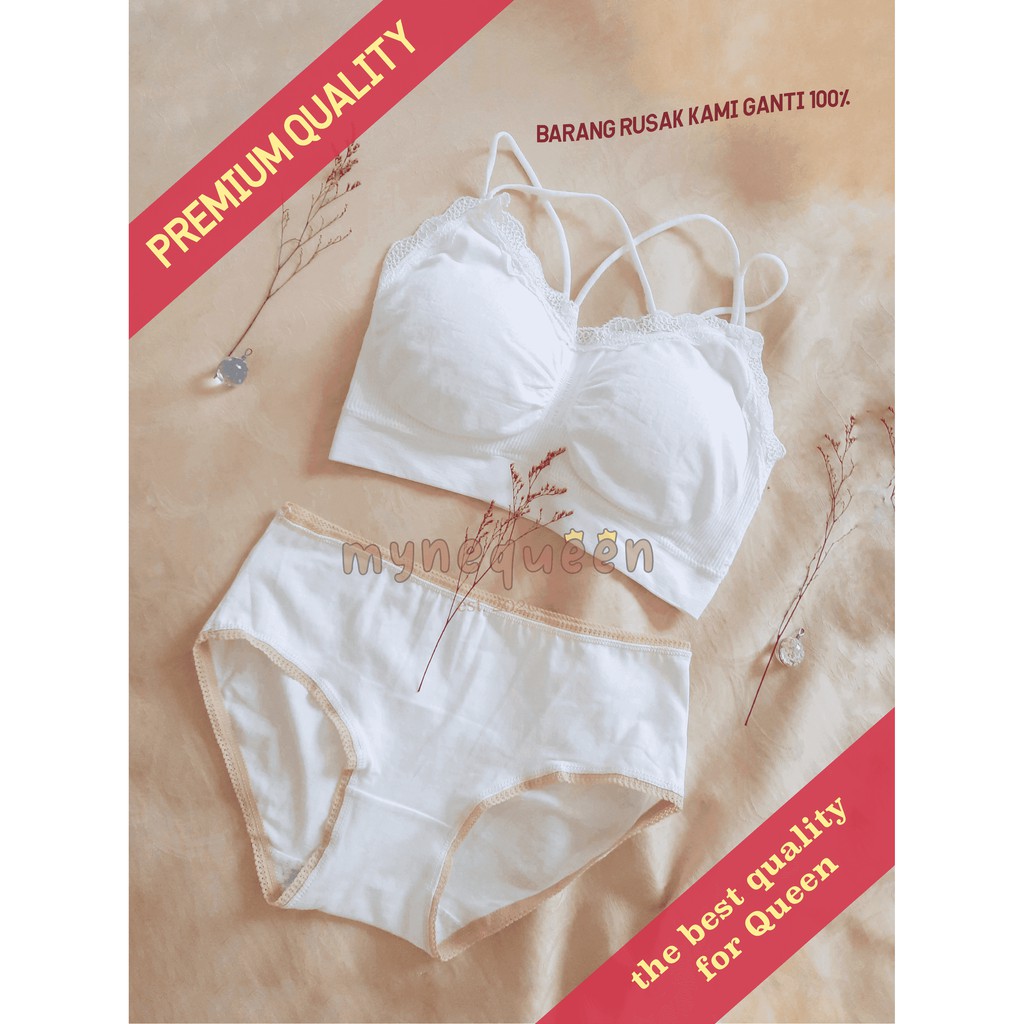 (COD) PAKET HEMAT LEAH SET BUY BRA LOTUS (FREE) CD GEORGIA WARNA PUTIH BAHAN NYAMAN