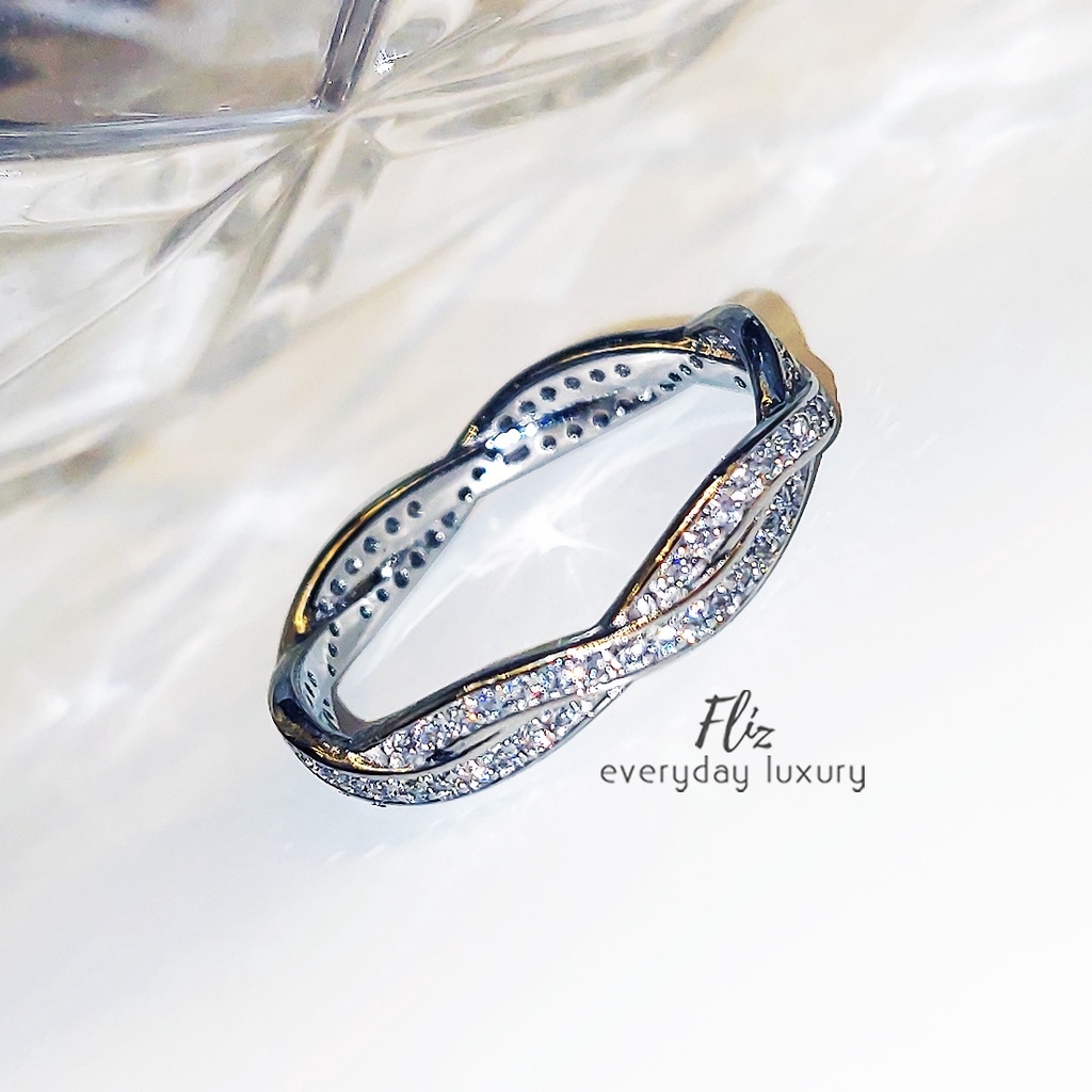 Fliz - TRINITY RING - Cincin Full Lingkar Twisted silver 925 S925 Silver925 CS20385