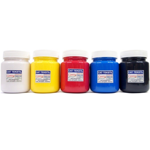 

Paket Cat Kain Cantiq (165ml) 5 Warna Dasar Permanen Tahan Lama Waterproof untuk Kain Baju Kaos Tas