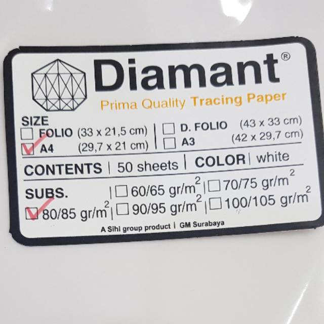 

Kertas Kalkir A4 Tracing Paper 80 Gram Diamant Isi 50 Lembar