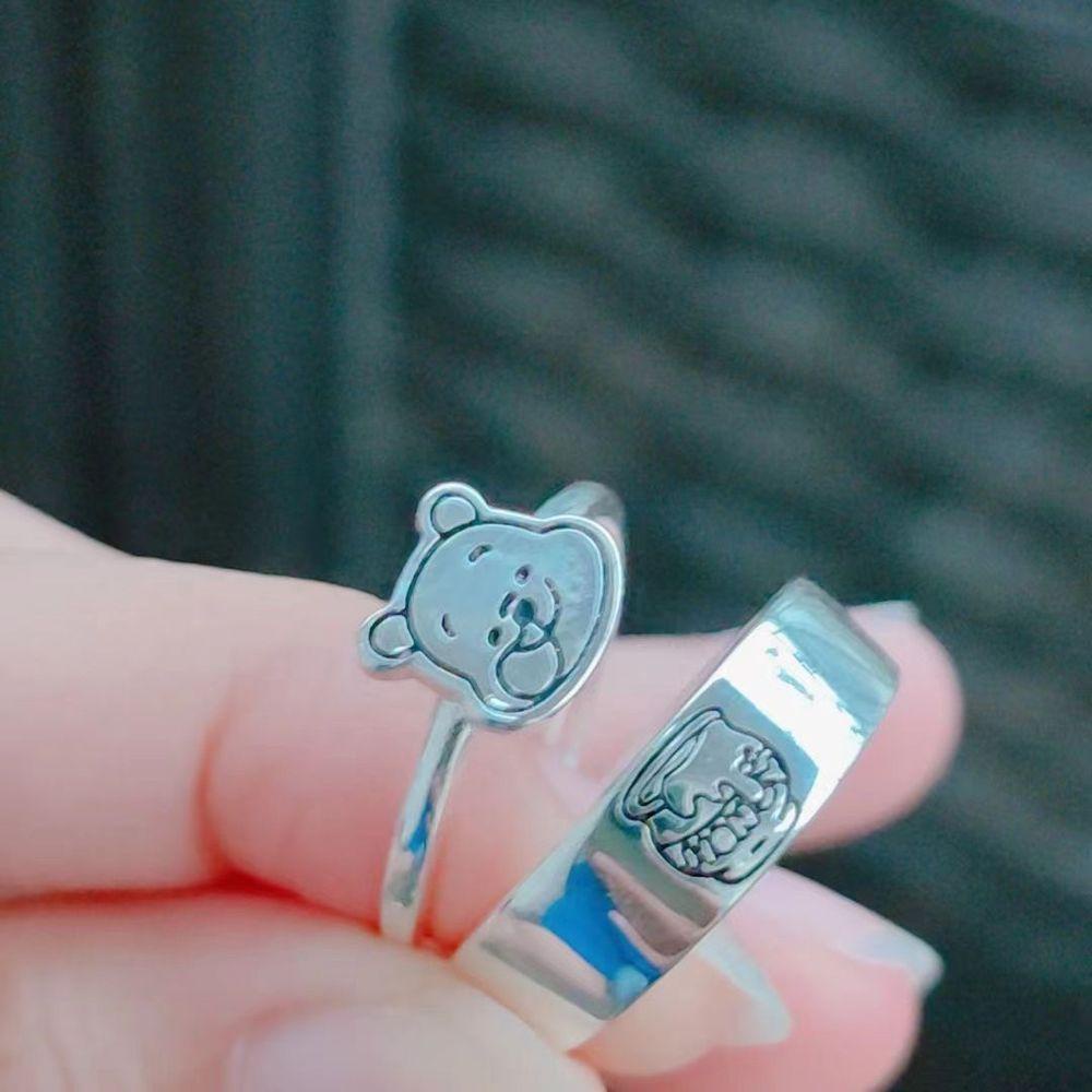 NEEDWAY Needway BFF Ring Hadiah Ulang Tahun Close Friend Honey Jar Copper Couple Rings Pooh Bear Best Friend Forever Rings