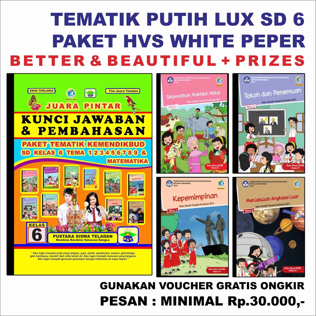 BUKU PAKET SISWA TEMATIK SD Kelas 6 PUTIH CEMERLANG Tema 1 2 3 4 5 6 7 8 9 Kurikulam 2013 Revisi 201