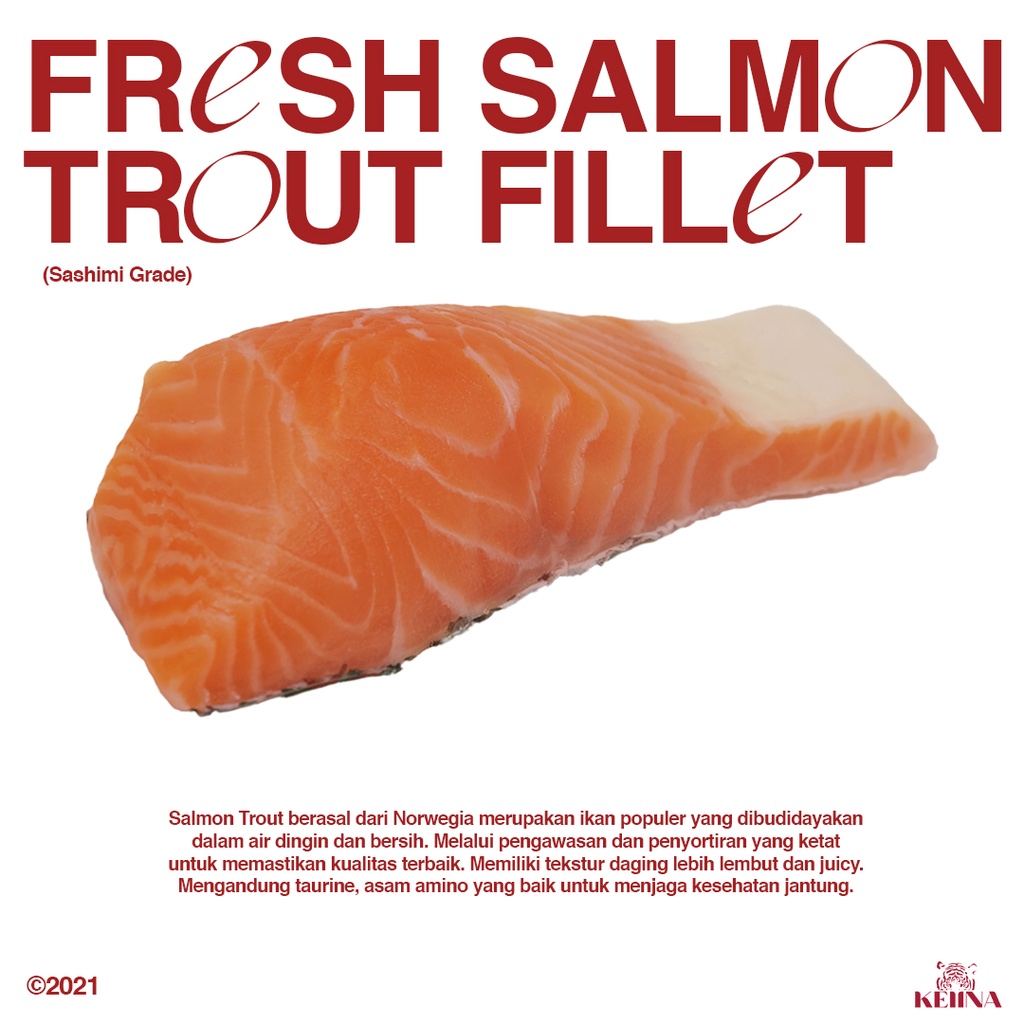 

Ikan Fresh Salmon Trout Fillet Sashimi Grade Segar Frozen Beku Premium Seafood