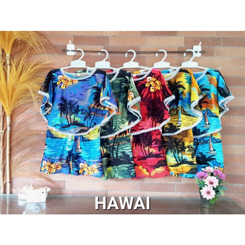 SETELAN SAYAP RENDA BATWING ANAK MOTIF BANGKOK THAILAND DAN HAWAI