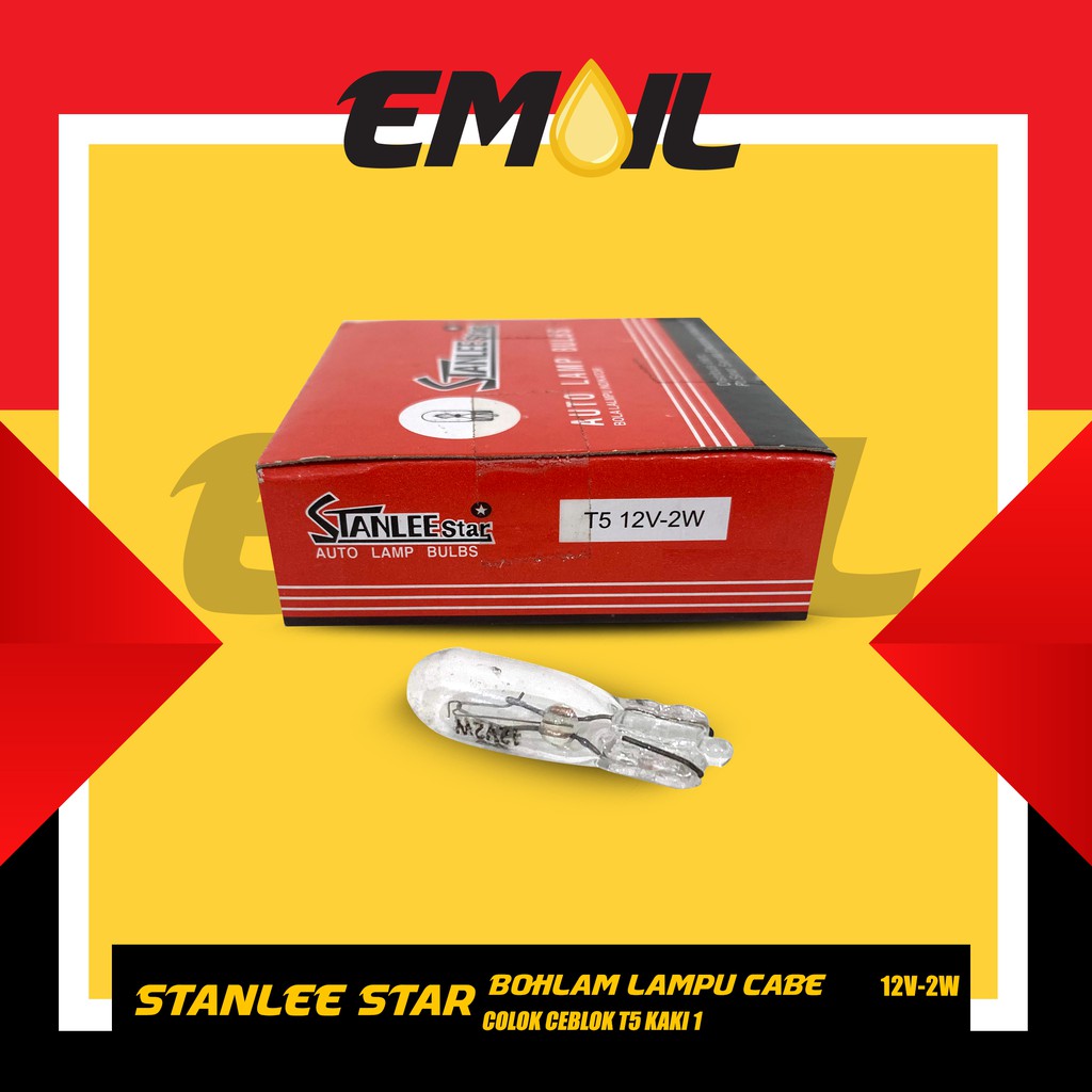 Bohlam lampu cabe colok ceblok T5 12v kaki 1 2w merk stanlee star