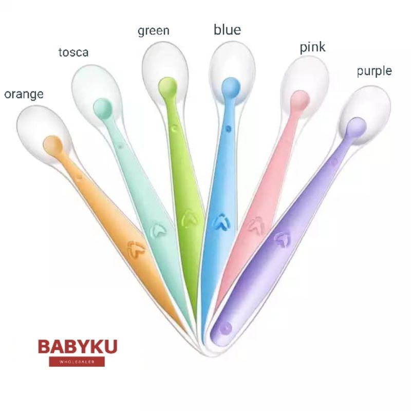 Sendok makan bayi silikon lentur / baby safety spoon