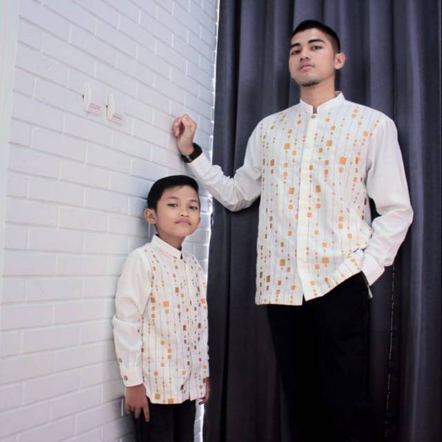 Koko couple al haramain CP03, koko putih tulang lengan panjang bordir