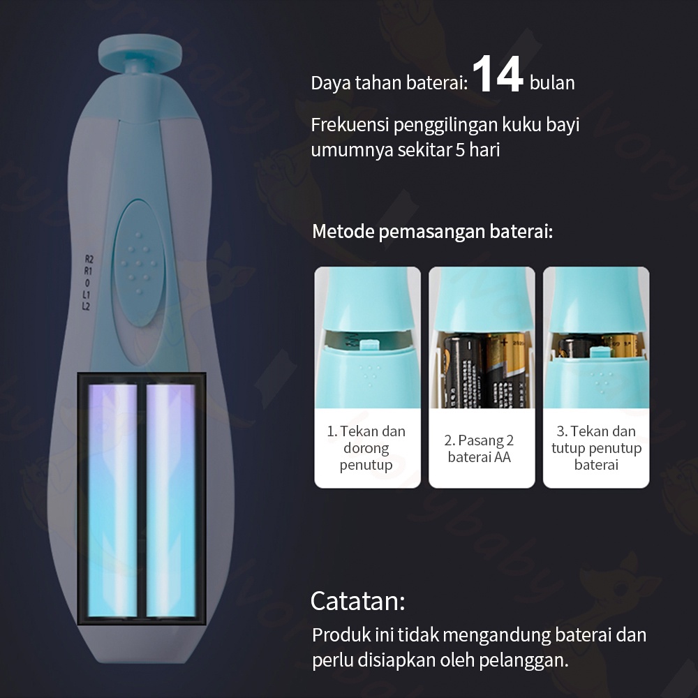 Ivorybaby Baby nail trimmer baby care gunting kuku bayi elektrik set alat kikir kuku bayi