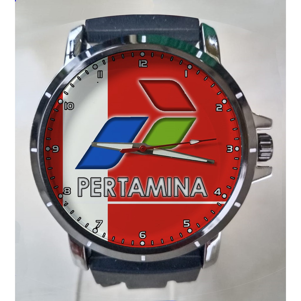 JUAL PERTAMINA Logo art Merah Jam Tangan Pria Custom Gambar Keren