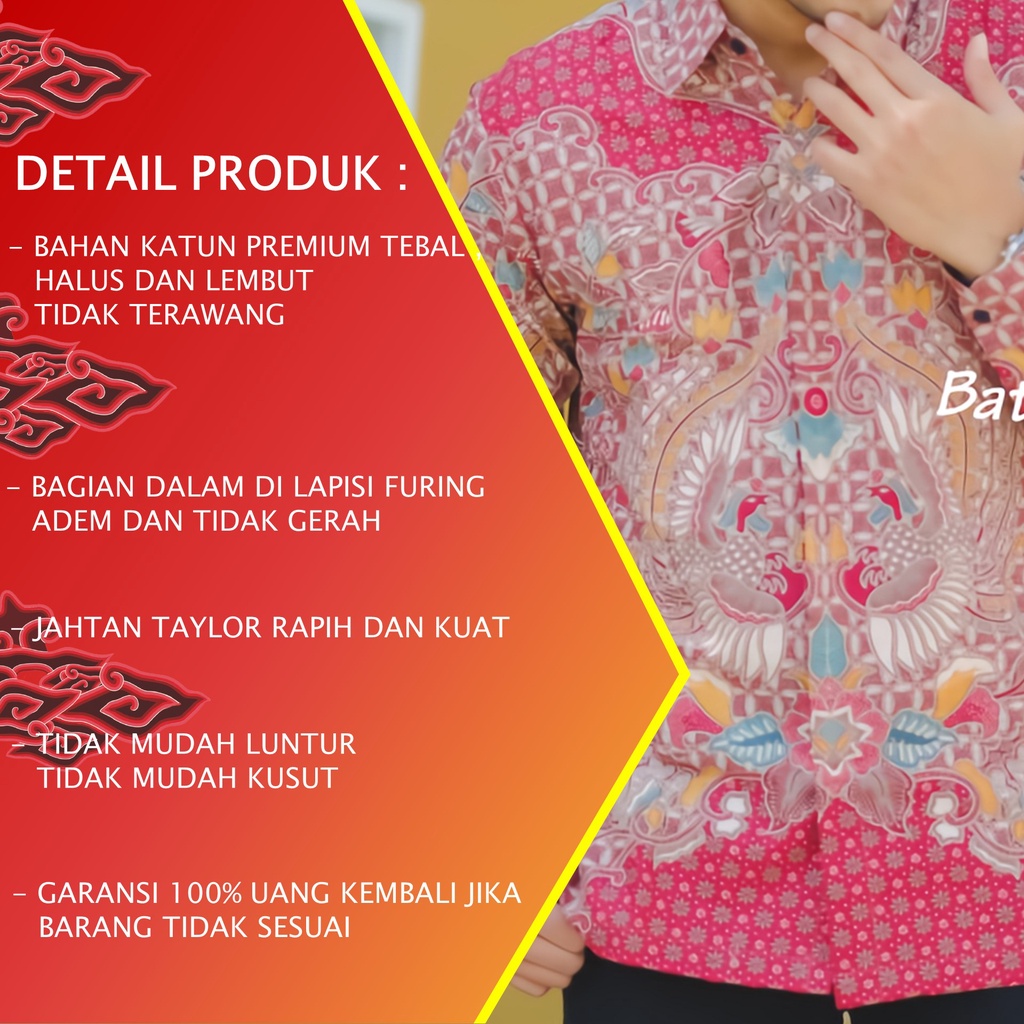 KEMEJA BATIK PRIA PREMIUM LENGAN PANJANG REGULAR KANTOR BATIK ALUNA PCW 077