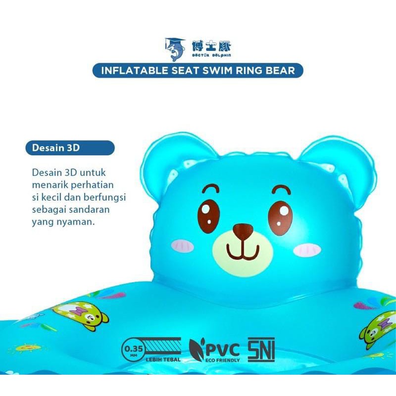 doctor dolphin inflatable seat swing ring bear / pelampung renang bayi duduk / free pompa dd01342