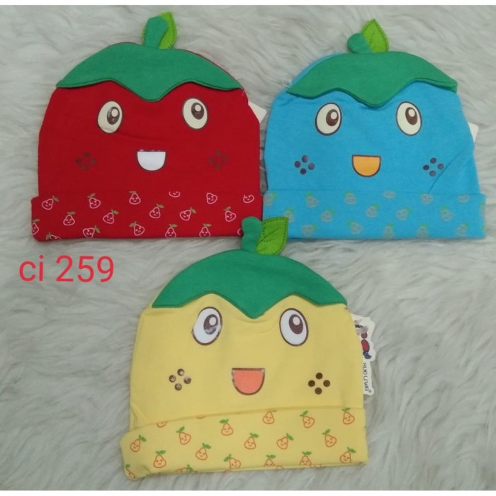 Topi Kupluk baby motif buah ci 259/topi anak menarik