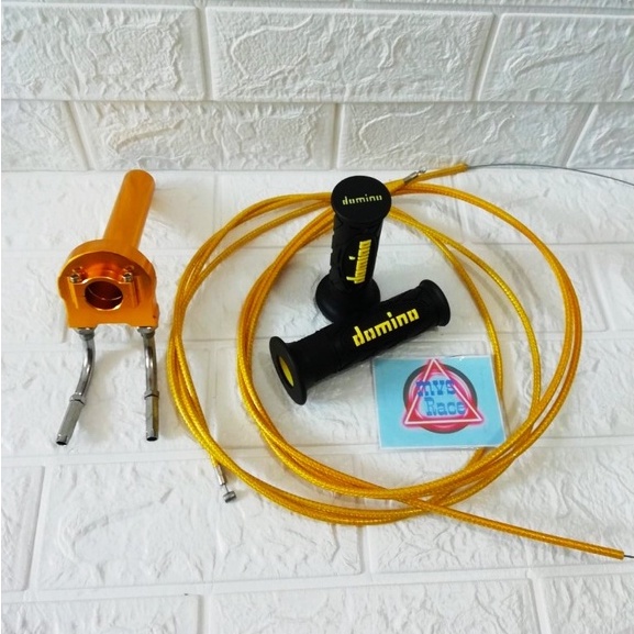 Gas Spontan 2 Kabel + Handgrip Domino + 2 Kabel Gas Serat = Mio M3, Beat Fi - Esp, Ninja 250,,Mio J,