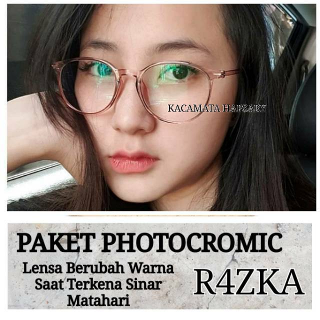 PKAET FRAME + LENSA PHOTOCROMIC | KACAMATA MINUS | KACAMATA ANTI RADIASI | KACAMATA WANITA 2147