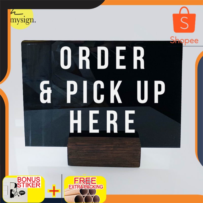

Promo Sign Order & Pick Up Here Meja | Sign Pesan Ambil Akrilik Standing Elegan