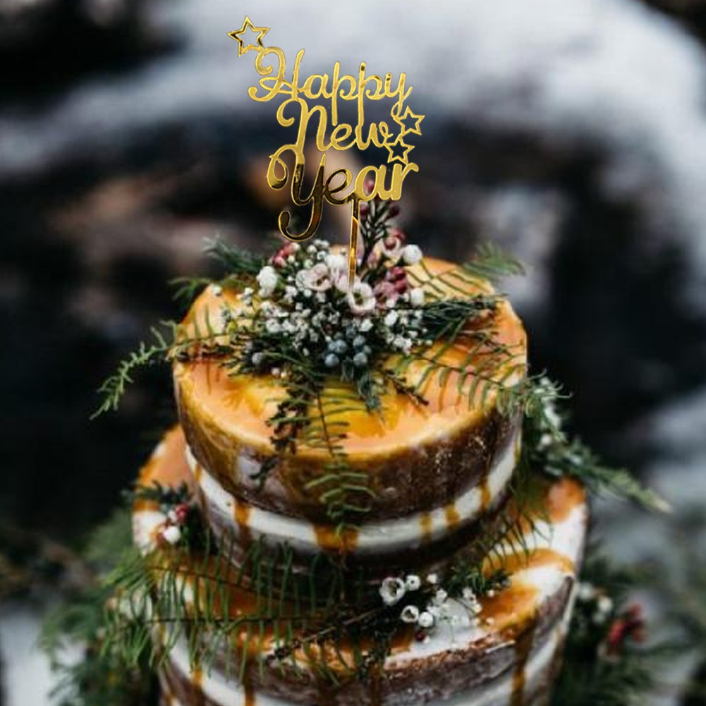 Topper Kue Desain Happy New Year Untuk Dekorasi Pesta