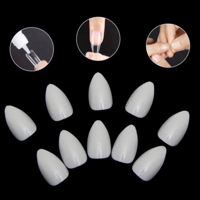 (PREMIUM) 600 pcs kuku palsu bentuk almond shape kupal fake nails almond natural