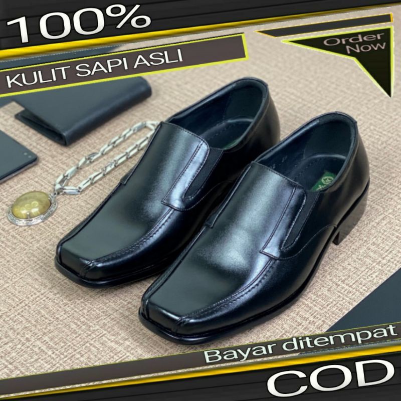 Sepatu Pantofel Pria sepatu kerja sepatu Formal Kantor kulit Asli Sepatu Kondangan Yal Barneet 502