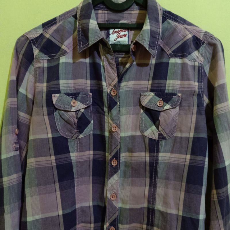 Kemeja Ungu Kotak-Kotak Wanita