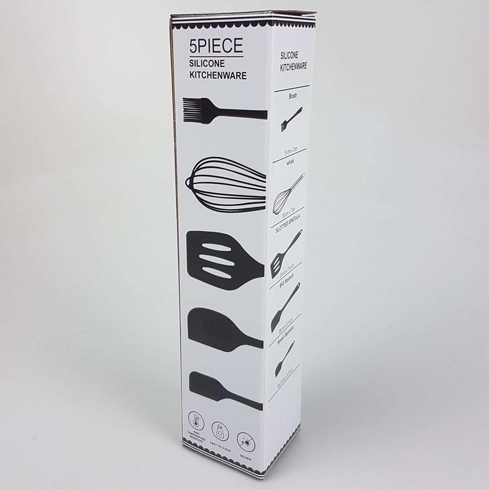 Set Spatula Silikon 5PCS-Hitam / Set Masak Dapur Kitchen Set Spatula Scraper Brush Silicone 5 PCS