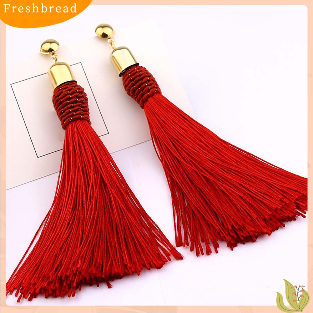 Terlaris Bohemian Wedding Tassel Ear Studs Long Dangle Earrings Bridal Bridesmaid Jewelry