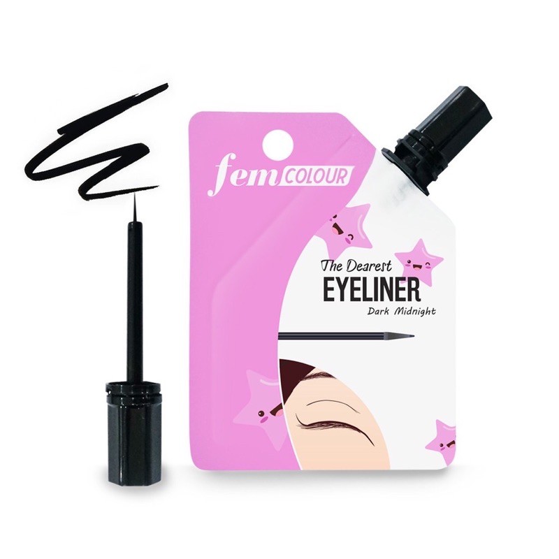 ✿ELYSABETHME✿  [ESENSES] fem aulia eyeliner liquid cair hitam sachet kuas lentur natural travel size waterproof anti luntur