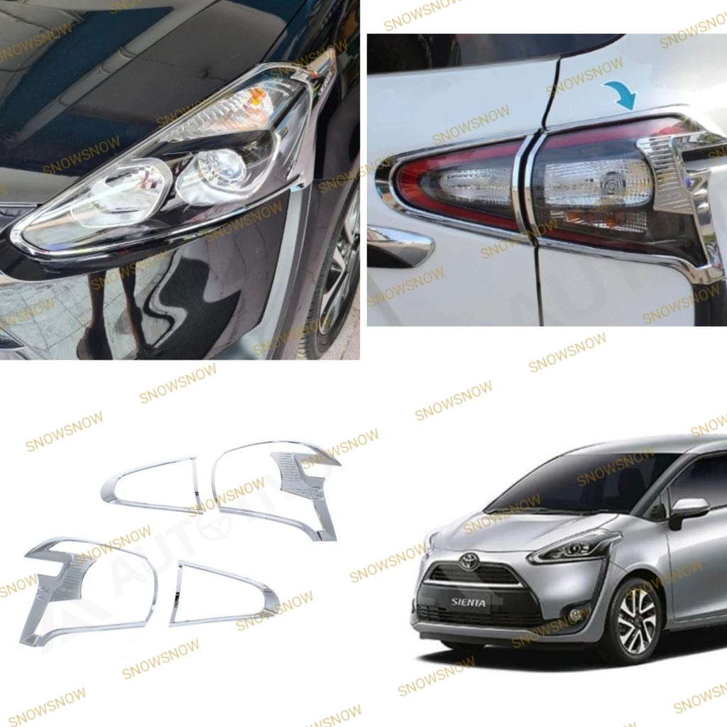 Paket Garnish Lampu Depan Belakang Toyota Sienta Hitam Chrome