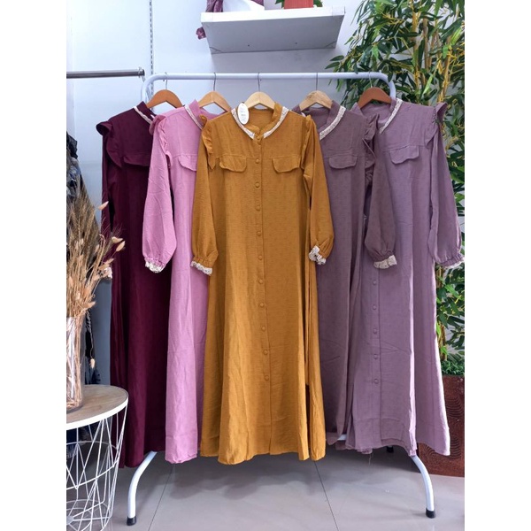 Dress Gamis Tunik Kerah Korea Long Dress Muslim
