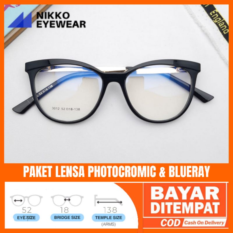 Paket Kacamata 3012 Lensa Antiradiasi Photocromic Blueray