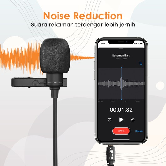 Mic Clip On  - Vlogger Clipon Audio &amp; Recording - Vlog Audio Jack 3.5mm - Noice Reduction JETE M3 2 in 1 Microphone Garansi Resmi 2 tahun