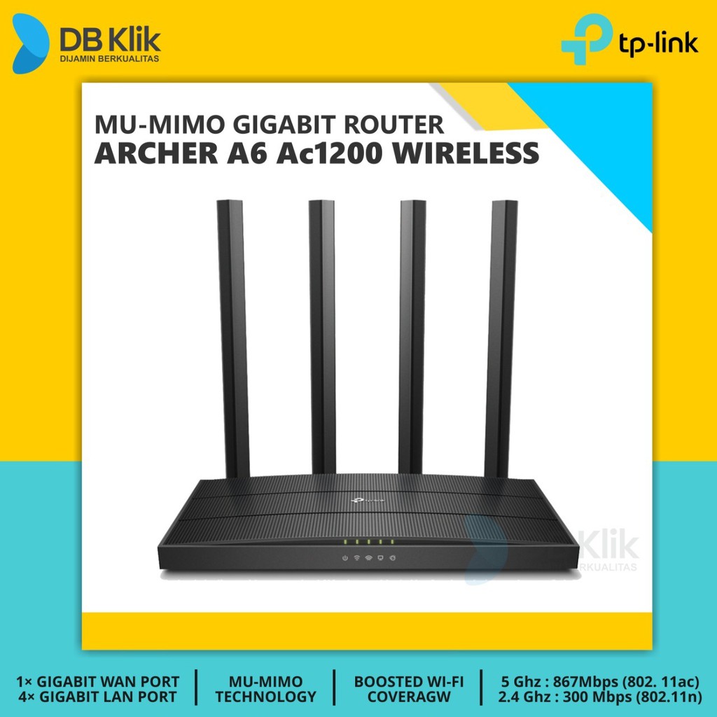 Mesh WiFi Router TP Link ARCHER A6 AC1200 MU-MIMO - TPLink A6 AC 1200