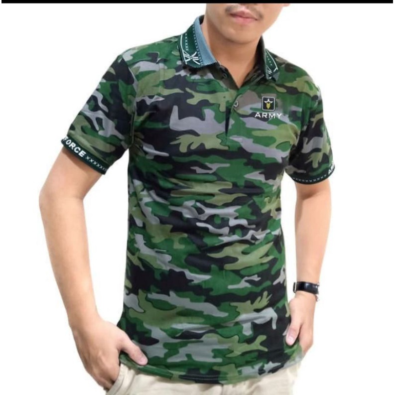 kaos polo pria kerah baju pria kerah polo kaos cowo atasan pria atasan  polo kerah motif Loreng