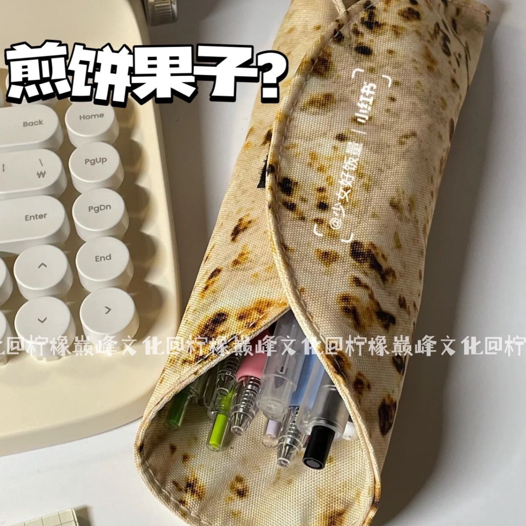 Sera Tempat Pensil Pancake Sederhana High-End Ceruk Patung Pasir Kreatif Lucu Burrito Siswa Tempat Pensil Siswa Sekolah Menengah Pertama Anak Laki-laki Tempat Pensil