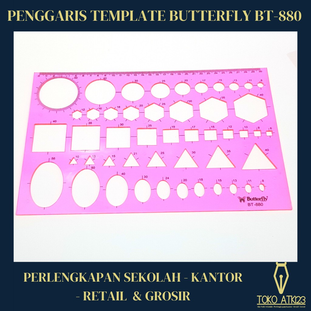 Penggaris Template Lingkaran Kotak dll Merk Butterfly No. BT-880