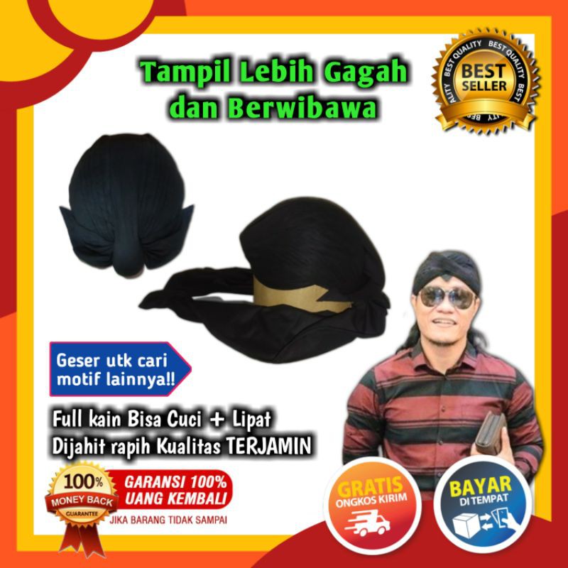 Blankon Jogja Hitam Polos Alusan Blangkon Jogja Belangkon Blankon Jawa Dewasa Cuci Lipat Murah COD