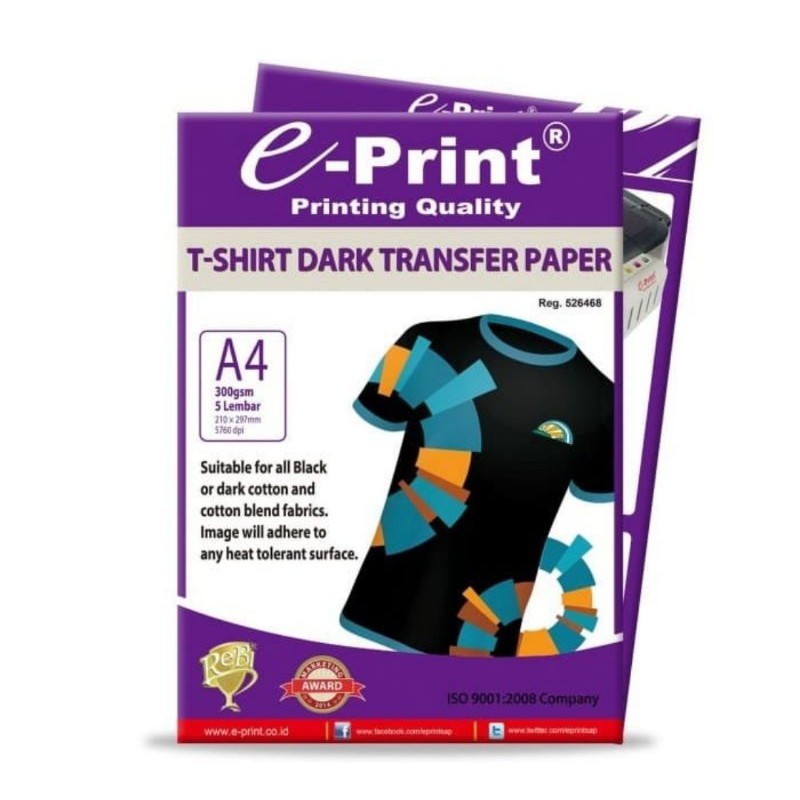 

Transfer paper T-shirt dark E-print A4 isi 5 lembar