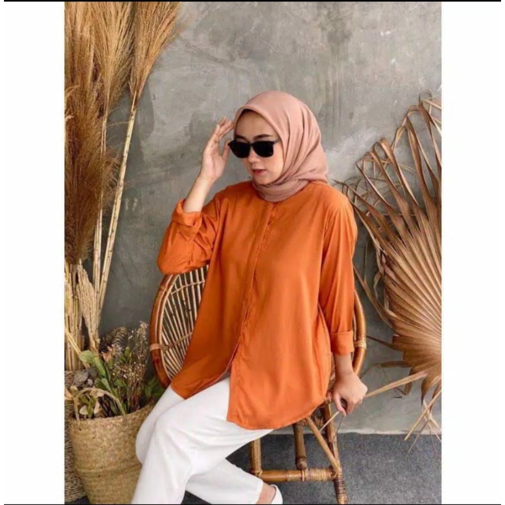 KEMEJA OVERSIZE WANITA || BAJU ATASAN KEMEJA LINEN