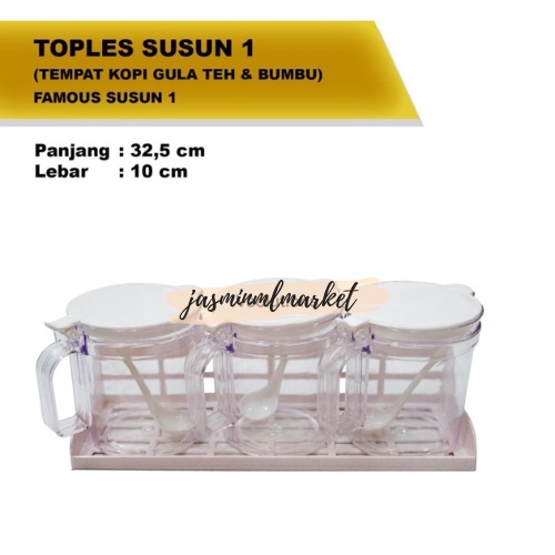 Toples Plastik Tempat Gula Teh Kopi Set Famous Susan