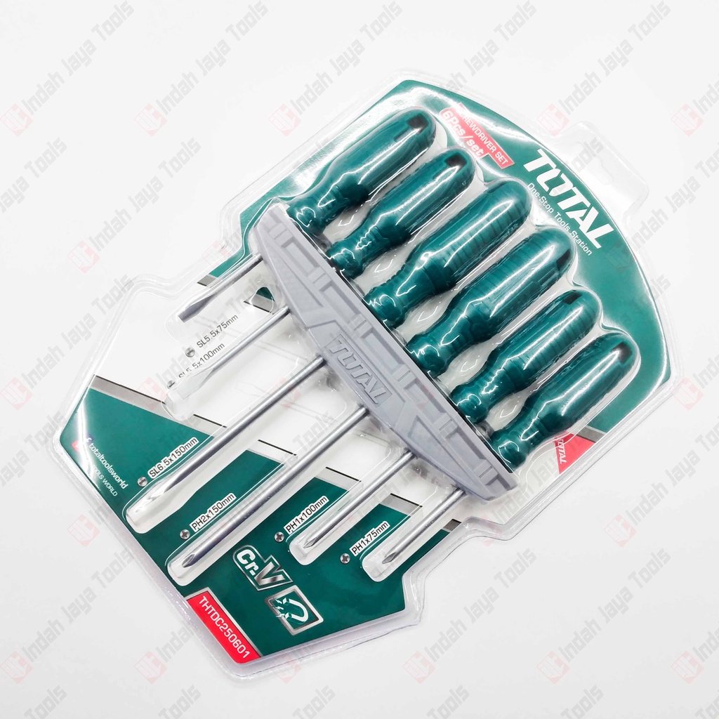 TOTAL 250601 Screwdriver Set 6 Pcs Obeng Plus Minus Isi 6Pcs