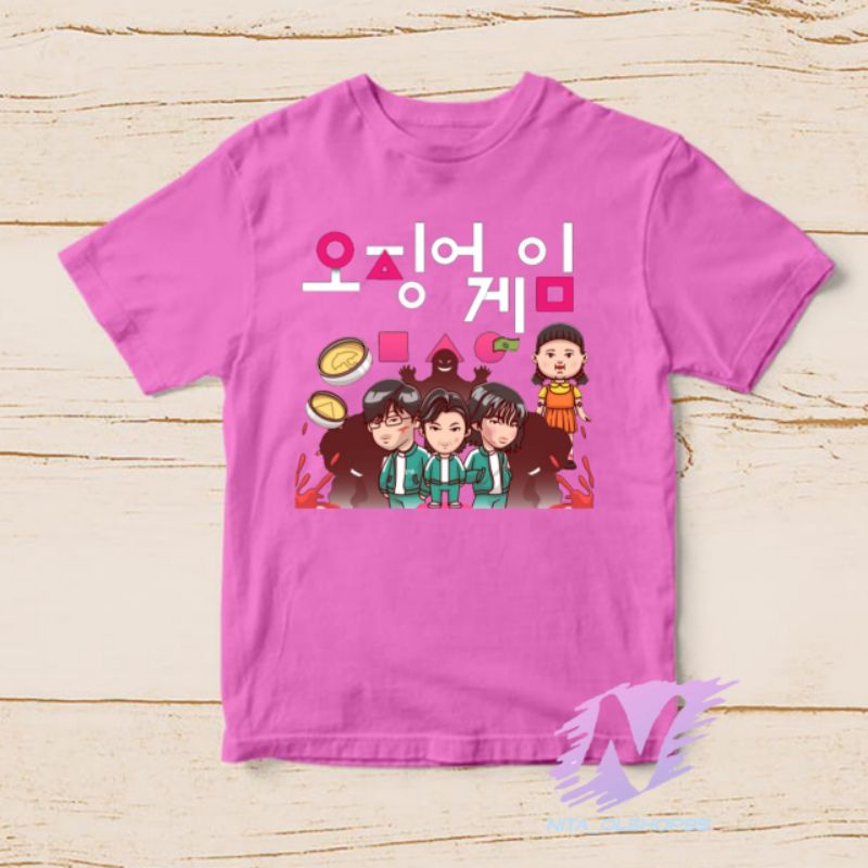 squid game kaos anak karakter logo baju squid